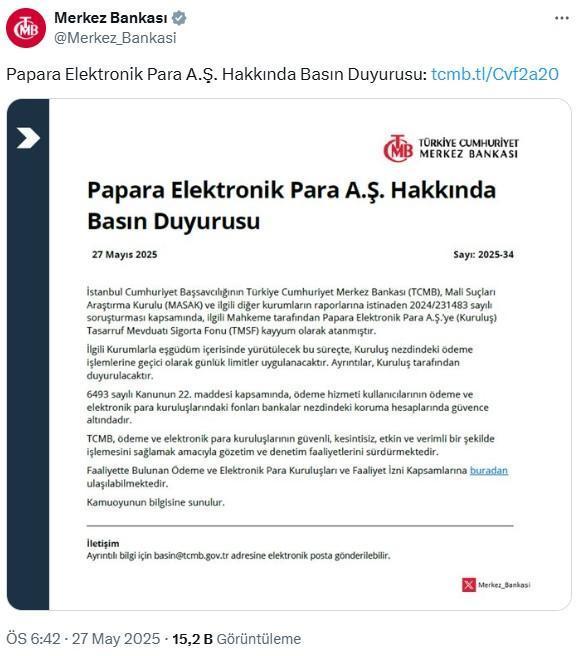 Papara'ya kayyum atandı! Ödemelerde geçici limitler uygulanacak