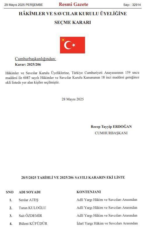 HSK'nın yeni üyeleri resmen açıklandı! İşte o isimler
