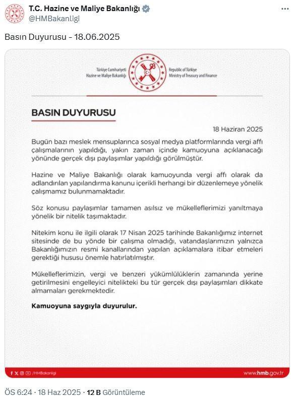 Milyonları umutlandıran 'vergi affı' iddialarına bakanlıktan açıklama