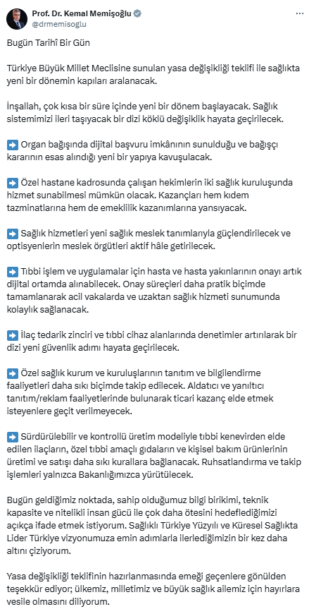 Sağlıkta yeni dönem! Bakan Memişoğlu 7 maddeyi tek tek duyurdu